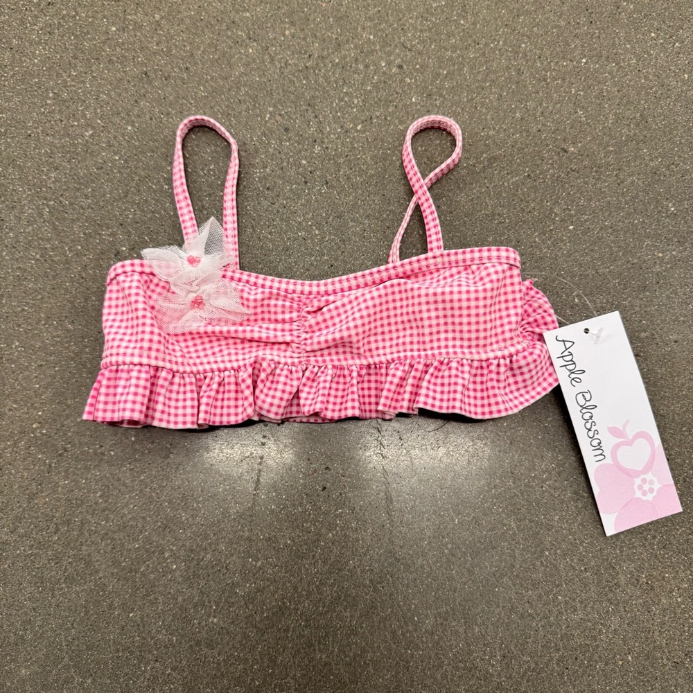 Apple Bottom Pink Gingham Ruffle Bikini Set Size 5 NWT - Picture 3 of 7